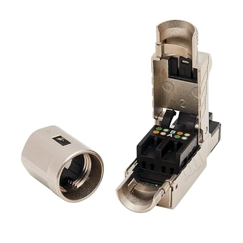 TRIPP LITE Cat6a RJ45 Termination Plug, Cat6a Ethernet Connector, MPTL, Tool-Free Shielded Plug, 100W High-Power PoE & PoE++, TAA, Black (N238-P01-MPTL-A)