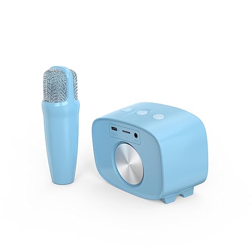 myFirst Voice 2 - Kids Mini Karaoke Machine with Wireless Microphone and Ai Voice Changer for Kids, Portable Bluetooth Speaker, Christmas Toys Gifts for Girls and Boy 3-12 Years Old (Blue)