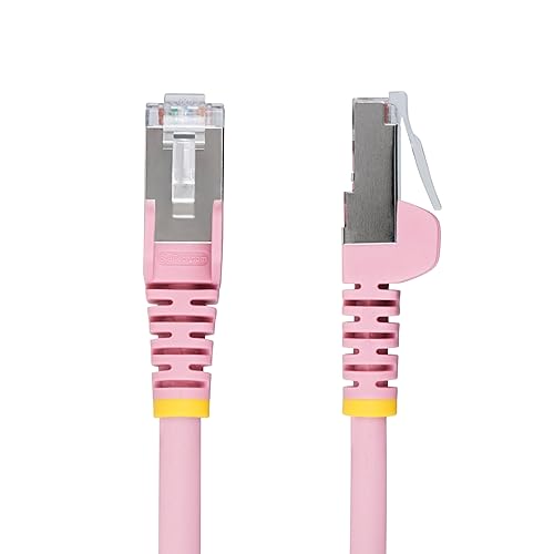 StarTech.com 1ft Pink CAT6a Ethernet Cable, Snagless RJ45, 10GbE, 100W PoE++, S/FTP, 500MHz, 27AWG Pure Bare Copper, LSZH Pink 1 ft.