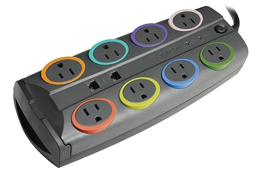 Kensington 62690 SmartSockets Standard Adapter 8-Outlet Color-Coded Power Strip and Surge Protector Standard (2490 Joules)