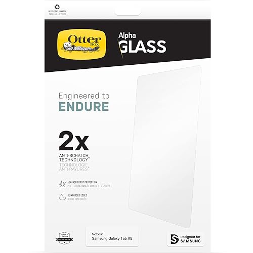 OtterBox Alpha Glass Screen Protector for Samsung Galaxy Tab A8 - Clear (GEN 2) Alpha Glass (Gen 2) Clear