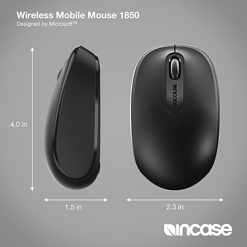 Incase Wireless Mobile Mouse 1850 – Designed by Microsoft – Compact, Comfortable, Right/Left Hand Use, 6-Month Battery Life, Nano Transceiver, Works with Mac/Windows 8/10/11 (Black)
