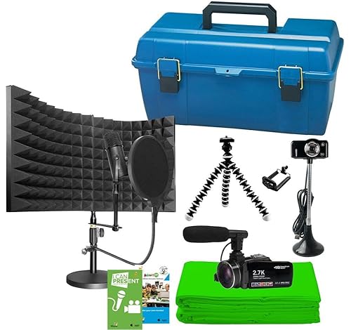 HamiltonBuhl MPSK-X Media Production Studio Deluxe Kit; Includes: HB Green Screen, External Microphone, Octopus Mini-Tripod, ActionPro Camcorder, Podcast Kit & Carry Case
