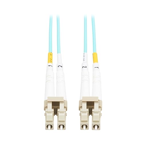 Eaton Tripp Lite Series Fiber Patch Cable, 2 Meters / 6.6 Feet, LC to LC Fiber Optic Cable, 10Gb OM3 Multimode Duplex, 50/125um, Aqua, TAA Compliant, Lifetime Manufacturer's Warranty (N820-02M-TAA)