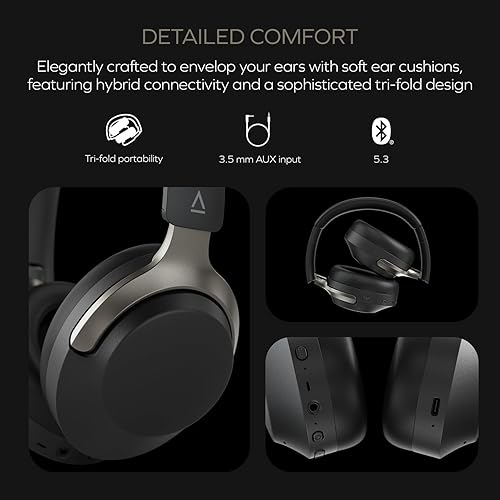 Creative Zen Hybrid SXFI Wireless Over-Ear Headphones with Super X-Fi Technology, Adaptive Hybrid Active Noise Cancellation, Ambient Mode, Up to 70 Hours (ANC Off), Low Latency Mode (Light Gray)