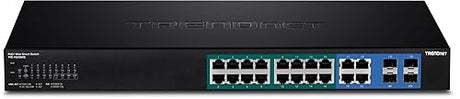 TRENDnet 20-Port Gigabit PoE+ Web Smart PoE+ Switch, 16 x Gigabit PoE+ Ports, 4 x Shared Gigabit Ports, Up to 30W Per Port, 185W Total Power Budget, Rack Mountable, Black, TPE-1620WS