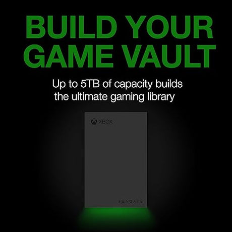 Seagate Game Drive for Xbox 5TB External Hard Drive Portable HDD - USB 3.2 Gen 1, Black with Built-in Green LED bar, Xbox Certified, 3 Year Rescue Services (STKX5000403)