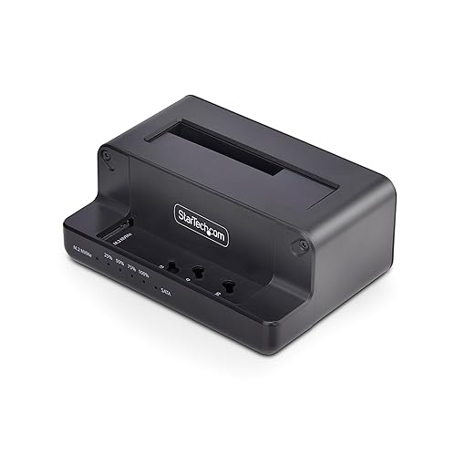 StarTech.com M.2 NVMe to 2.5/3.5 SATA Drive Duplicator, Dual Bay Standalone Cloner/Drive Dock, 27GB/min, NVMe to SATA/SATA to NVMe, TAA