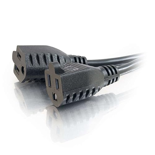 C2G 29802 16 AWG 1-to-2 Power Cord Splitter (NEMA 5-15P to 2 NEMA 5-15R) TAA Compliant, Black (18 Inch)