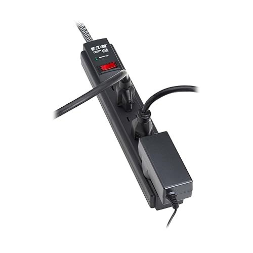 Eaton Tripp Lite Series 6-Outlet Surge Protector Power Strip, Flat Plug 25ft Braided Extension Cord, 1500 Joules, 15A Circuit Breaker, Lifetime Manufacturer's Warranty & $10,000 Insurance (TLP625DB)
