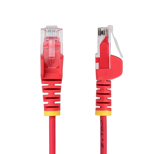 StarTech.com 2ft Red Slim CAT6 Ethernet Cable, Snagless RJ45, LSZH, 28AWG Pure Bare Copper, Slim Network Patch Cable/Cord