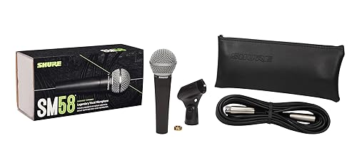 Shure SM58 Professional Dynamic Vocal Microphone with 25-Foot XLR Cable – Cardioid Mic for Live Performance, Studio Recording, Podcasting & Streaming (SM58-CN), Black & Silver Cable Included