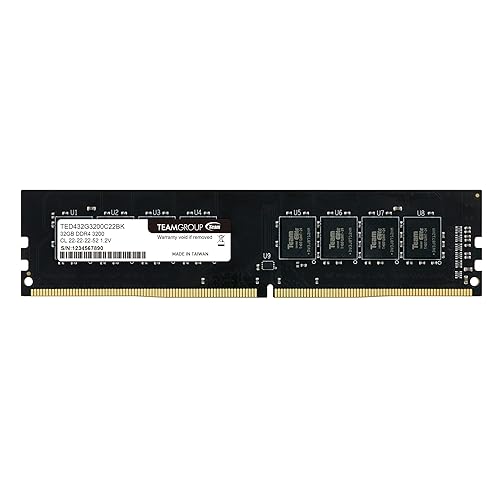 TEAMGROUP Elite DDR4 32GB Single (1 x 32GB) 3200MHz (PC4-25600) CL22 Unbuffered Non-ECC 1.2V UDIMM 288 Pin PC Computer Desktop Memory Module Ram Upgrade - TED432G3200C2201 32GB Kit (1x32GB) 3200mhz