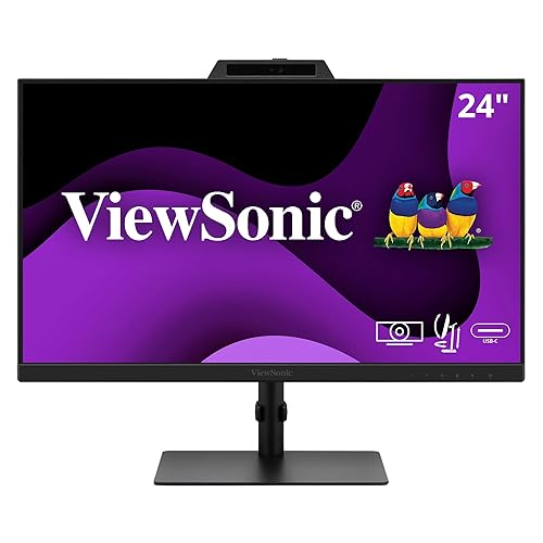 ViewSonic VG2441V 24 Inch 1080p IPS Video Conferencing Monitor with Integrated Windows Hello Certified IR 5MP Webcam, Built-in Microphone, Advanced Ergonomics, USB C, HDMI, and DisplayPort Inputs