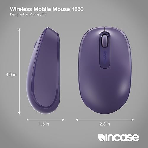 Incase Wireless Mobile Mouse 1850 – Designed by Microsoft – Compact, Comfortable, Right/Left Hand Use, 6-Month Battery Life, Nano Transceiver, Works with Mac/Windows 8/10/11 (Purple)