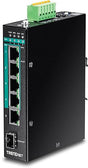 TRENDnet 6-Port Hardened Industrial Gigabit Poe+ Layer 2 Managed DIN-Rail Switch, 4 x Gigabit PoE+ 802.3at Ports, 1 x Gigabit Port, 1 x Gigabit SFP Slot, 120W Power Budget, Black, TI-PG541i 6-Port Managed