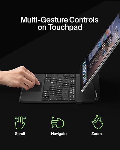 Belkin Pro Keyboard Case w/Magnetic Stand, Backlit Bluetooth Keyboard, Multi-Gesture Controls, Magnetic Apple Pencil Storage Compatibility, & Multimedia Keys for iPad Pro 13 (M4) - Black
