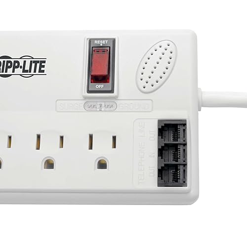 Tripp Lite Surge Protector Power Strip 8 Outlet, 6ft Cord, DSL/Phone/Modem Protection, 3150 Joules, TAA 8 Outlets + DSL/Phone/Modem