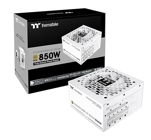 Thermaltake Toughpower GT 850W Snow ATX 3.1 Power Supply; 80 Plus Gold Efficiency; Smart Zero Fan; Native 600W PCIe 5.1 Connector; PS-TPT-0850FNFAGU-W; 5 Year Warranty 850W Gold (ATX 3.1)