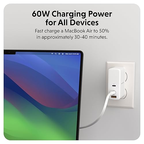 HyperJuice Silicone Charging USB C Cable (1.5m/5ft) w/EcoSmart Silicone Jacket, 60W USB C Charger 3.0 EPR Fast Charge — Tangle-Free USB C Cable 5ft, Withstands 10,000+ Bends (White)