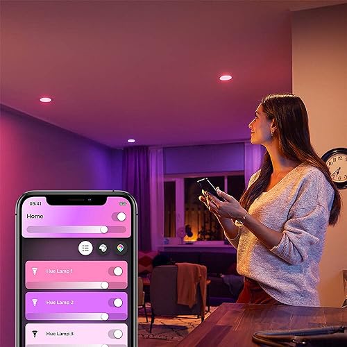 Philips Hue White & Color Ambiance Smart Retrofit Recessed Downlight 4, Color Changing, Bluetooth & Zigbee Compatible (Hue Hub Optional), Smart Ceiling Lighting
