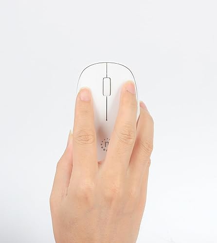 MANHATTAN Wireless Mouse, 2.4G with USB-A Plug Slim Portable Computer Mouse with Nano Receiver for PC, Laptop, Computer, Notebook (White) - 190329