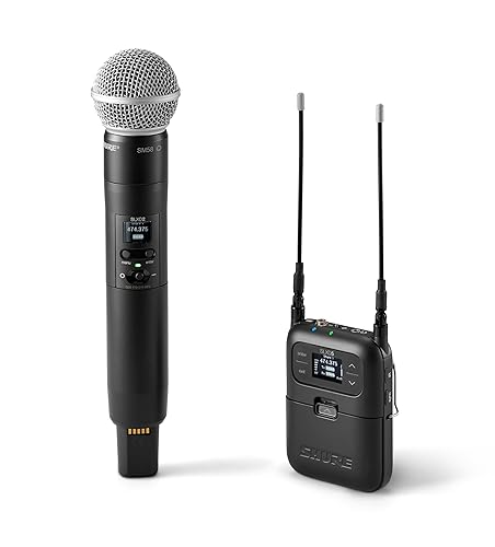 Shure SLXD25/SM58 Portable Digital Wireless System with SLXD2 Handheld Transmitter with SM58 legendary Cardioid Dynamic Vocal Microphone and SLXD5 Single-Channel Receiver | G58 Band (SLXD25/SM58-G58) G58 Band (470-514 MHz)