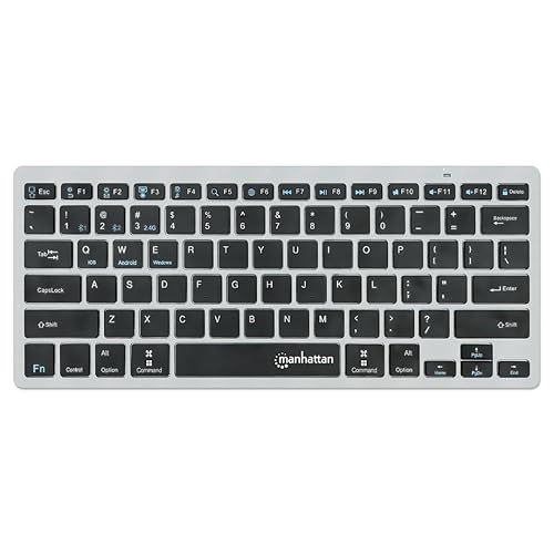 MANHATTAN Small Bluetooth Wireless Keyboard - Dual Modes of 2.4G + Bluetooth 4.2 - Connects Up to 3 Devices – Slim Mini Size – for Tablet, Mac, iPad, Android, Windows –3 Yr Mfg Warranty –180559