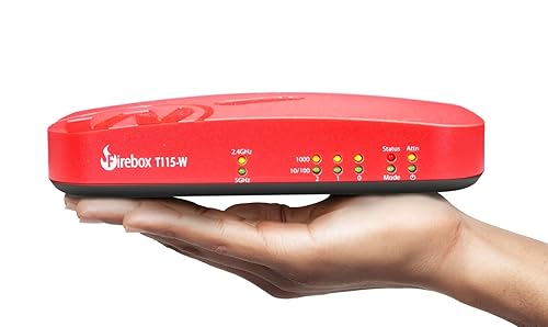 WatchGuard Firebox T115-W with 3 Year Standard Support - Wi-Fi 7 Tabletop Firewall, 3X 1Gb Ports, Silent Fanless Security for Small Offices (WGT116003)
