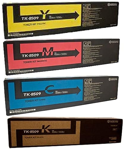 Kyocera 1T02LCCCS0 Toner Cartridges For use with Copystar CS4550ci and CS5550ci Printers; Contains: (1) TK-8509C Cyan, (1) TK-8509 Black, (1) TK-8509M Magenta and (1) TK-8509Y Yellow Toners Cartridges