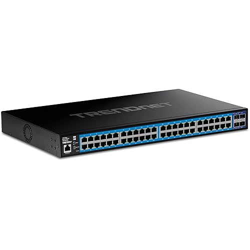 TRENDnet 52-Port Gigabit Web Smart Switch with 10G SFP+ Ports, TEG-3524S, 48 x Gigabit Ports, 4 x 10 SFP+ Ports, Network Ethernet Switch, Lifetime Protection, Black