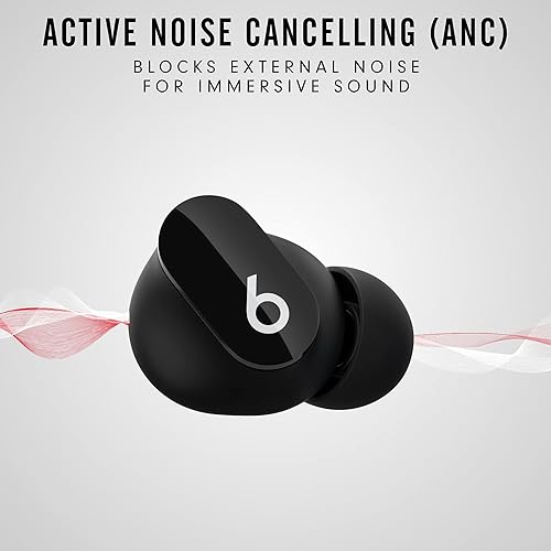 Beats Studio Buds True Wireless Noise Cancelling Earbuds Compatible with Apple & Android, Built-in Microphone, IPX4 Rating, Sweat Resistant Earphones, Class 1 Bluetooth Headphones - Black