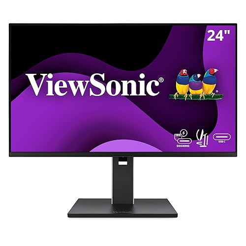 ViewSonic VG2458 24 Inch 1080p IPS Docking Monitor with Advanced Ergonomics, 100W USB C, 5-Port USB Hub, HDMI, DisplayPort, and Daisy Chain for Home and Office 24-Inch