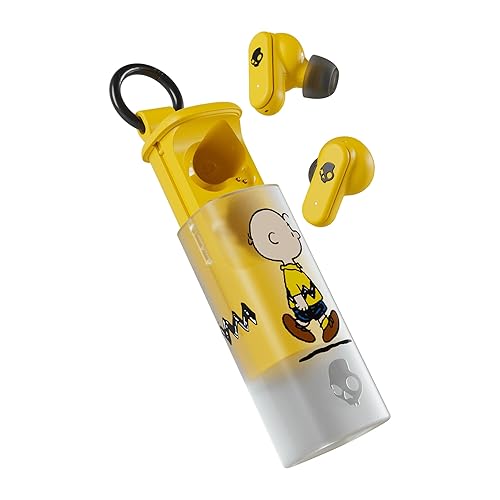 Skullcandy Dime Evo Wireless Earbuds, Bluetooth Headphones, Noise Isolating Fit, Up to 36 Hours Battery, Microphone for iPhone Android, Easy Carry with Clip-Anywhere Case - Peanuts Charlie Brown