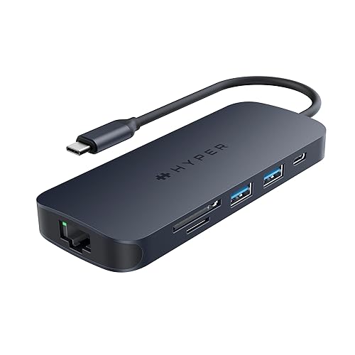 HyperDrive Next 8 Port USB-C Hub, Portable Travel Essentials and Connectivity Solution for Creators, Video Editors, Photographers, and More
