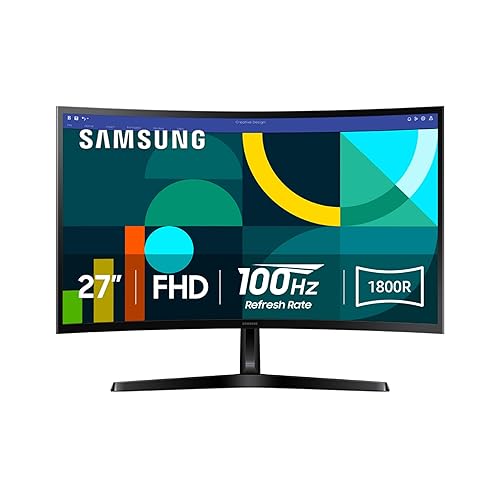 Samsung 27 Essential S3 (S36GD) Series FHD 1800R Curved Computer Monitor, 100Hz, Game Mode, Advanced Eye Comfort, HDMI and D-sub Ports, LS27D366GANXZA, 2024