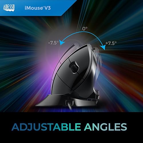Adesso Imouse V3-TAA USB Adjustable Wrist Angle Vertical Ergonomic Mouse (TAA Compliant)