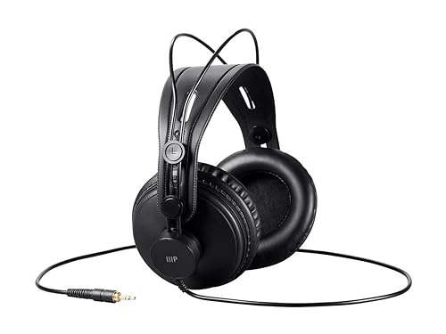 Monoprice 116150 Ultra-Comfortable Modern Retro Over Ear Headphones - Black with 50mm Drivers for Studio PC Apple iPhone iPod Android Smartphone Samsung Galaxy Tablets MP3 Wired Modern Retro