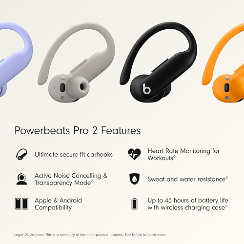 Beats Powerbeats Pro 2 Wireless Bluetooth Earbuds - Noise Cancelling, Heart Rate Monitor, IPX4, Up to 45H Battery & Charging Case, Works with Apple & Android - Jet Black Jet Black Powerbeats Pro 2