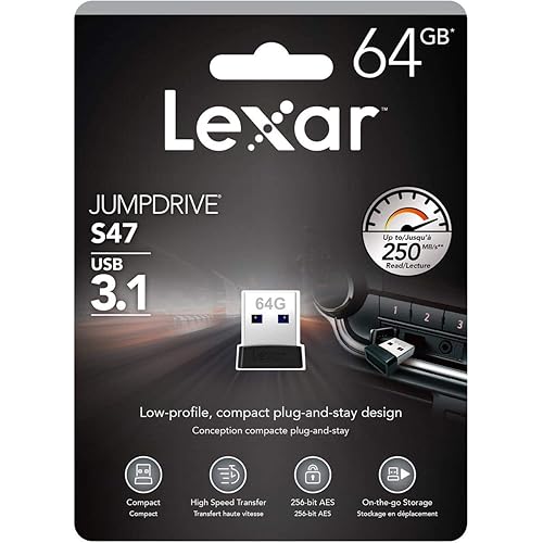Lexar JumpDrive S47 64GB USB 3.1 Flash Drive (LJDS47-64GABBKNA) 1 Count (Pack of 1)