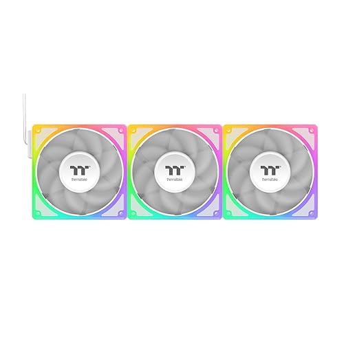 Thermaltake Toughfan EX 120 ARGB Sync; 120mm; 500~2000 RPM; MagForce 2.0; 2.86mm-H2O Static Pressure; Airflow 59.34 CFM; Hydraulic Bearing; 5V 3-Pin Motherboard Sync; 3-Pack; White; CL-F211-PL12SW-A