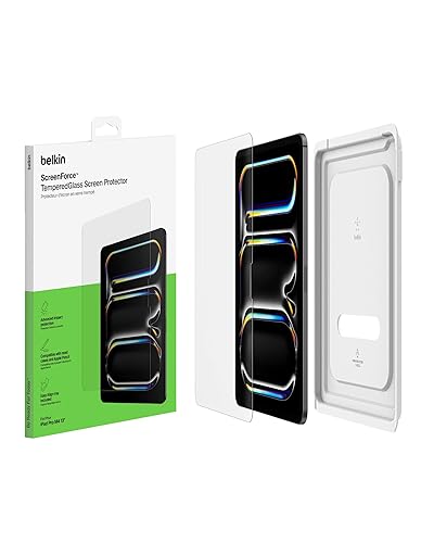 Belkin ScreenForce TemperedGlass Screen Protector for Apple iPad Pro 13 7th Generation, Thin, Extra Durable, Scratch-Resistant w/Easy Installation, Compatible w/Case & Apple Pencil
