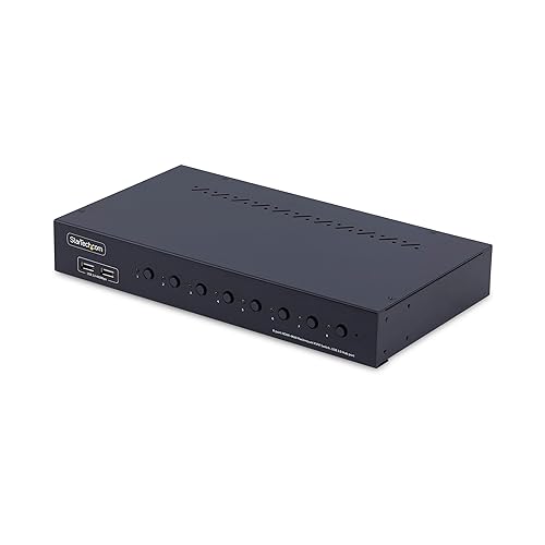 StarTech.com 8-Port HDMI KVM Switch w/1U Rack Mount Kit, 4K 60Hz HDMI 2.0, Push-Button/Hotkey Switching, TAA Compliant