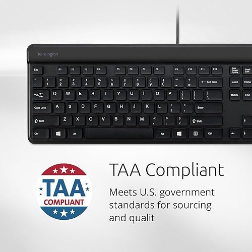 Kensington KB201C Simple Solutions Wired Keyboard with Smart Card Reader (CAC), TAA Compliant, Black (K75454TAA) Wired Keyboard w/ CAC reader