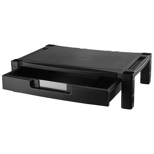 Kantek Single Level Extra Wide Adjustable Monitor/Laptop Stand with Drawer (MS520) Wide Single Level with Drawer