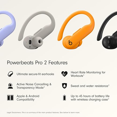 Beats Powerbeats Pro 2 Wireless Bluetooth Earbuds - Noise Cancelling, Heart Rate Monitor, IPX4, Up to 45H Battery & Charging Case, Works with Apple & Android - Electric Orange Electric Orange Powerbeats Pro 2