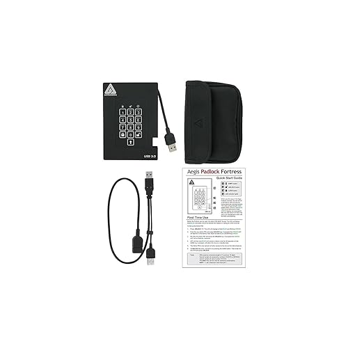 Apricorn Aegis Fortress FIPS 140-2 Level 2 Validated 1TB 256-Bit Encrypted USB 3 Hard Drive (A25-3PL256-2000F)