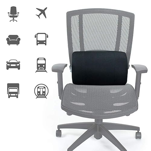 ObusForme Side to Side Lumbar Cushion with 2 Speed Vibrating Massage | Lumbar Support Black