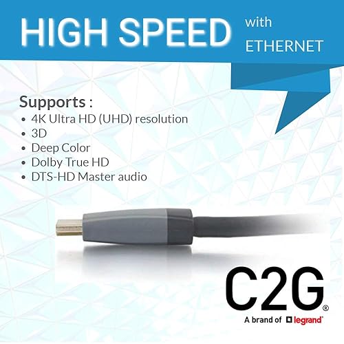 C2G 50630 Select 4K UHD High Speed HDMI Cable (60Hz) with Ethernet M/M, In-Wall CL2-Rated, Black (15 Feet, 4.57 Meters) 15ft