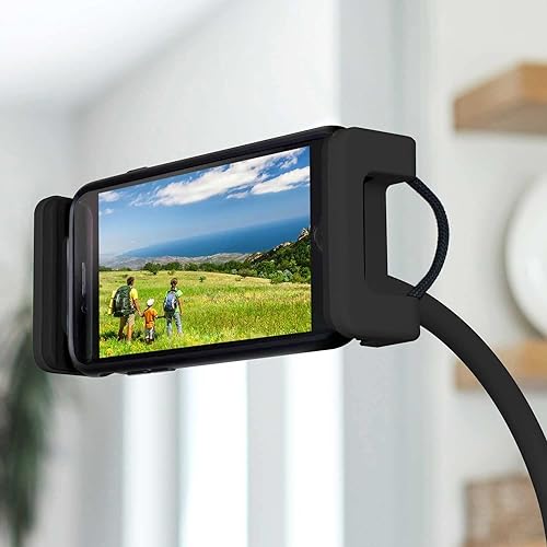 Aluratek Universal Smartphone and Tablet Gooseneck Flexible Arm Mount w/Built-in Clamp for Desk, Compatible with iPhone and Samsung (Tablets Between 4.75 to 9 Inches in Width) AFM01FB, Black